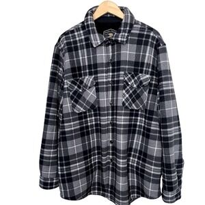 FREEDOM‎ FOUNDRY Black Gray White Plaid Flannel Fleece Lined Shirt Jacket Size M